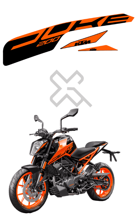 Half Body Sticker Compatible with Duke 200 BS7 | Made in Premium Gloss Vinyl with FPF (Fade Protection Film), Precut Sticker, Waterproof, Pack of 1